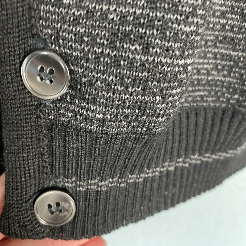 Men's J. Ashford 100% Merino Wool Sweater Vest XL Gray‎ Black Button Up Woolmark